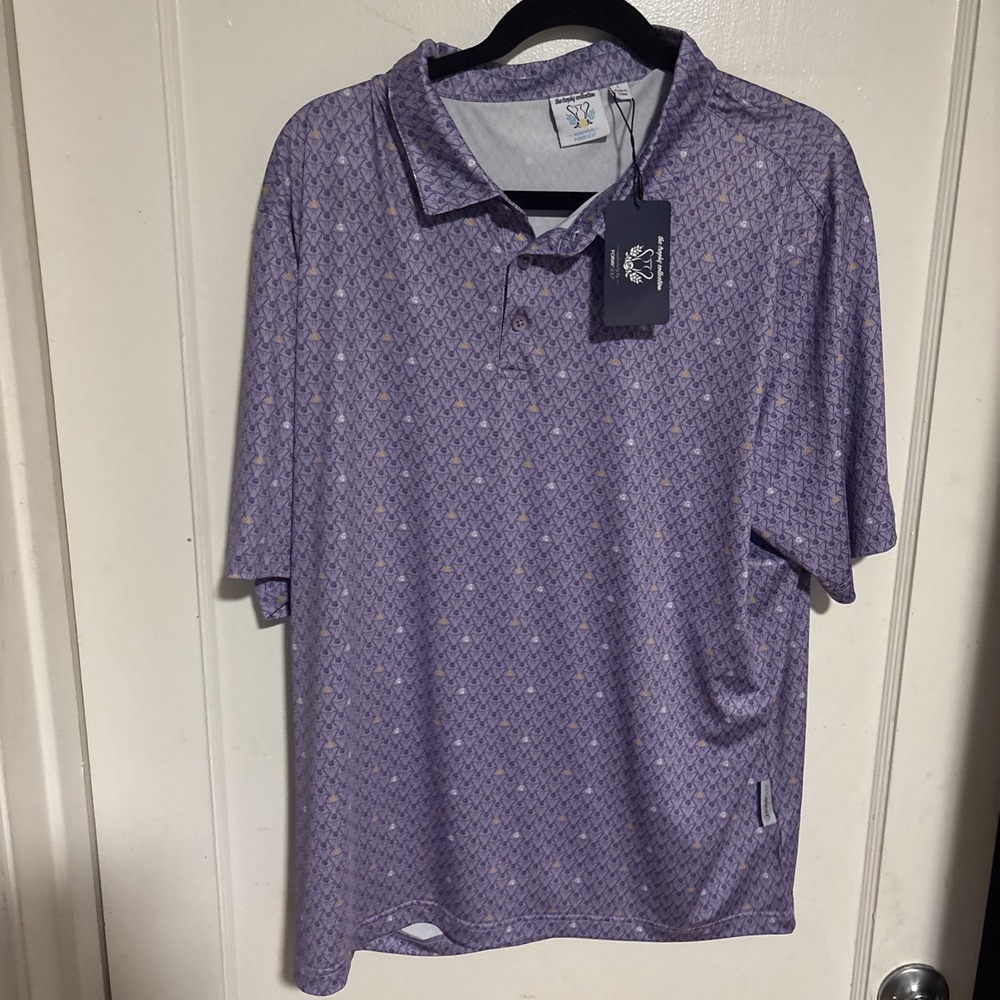 FORAY Golf The Trophy Collection Men's Large  Shirt Polo Purple Geometric